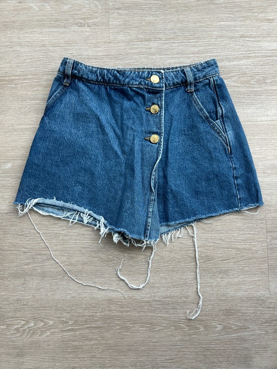 Zara Dresses & Skirts - Zara Blue Denim Skort with Frayed Hem